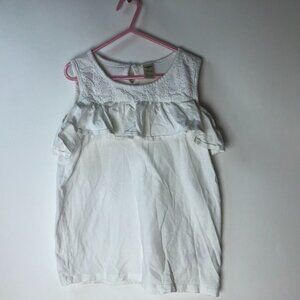 Oshkosh B'gosh Girls White Ruffle‎ Tank Top Size 10/12
